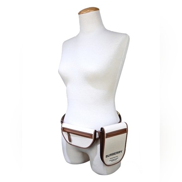 Brandnew Burberry Canvas Smooth Calfskin Olympia Belt Bag Natural - Picture 4 of 8